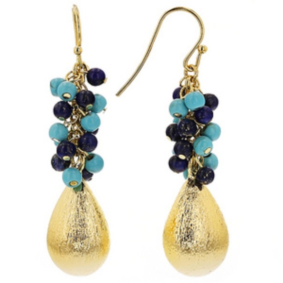 Gorgeous Lapis & Gold drop Earring - Picture 2 of 2